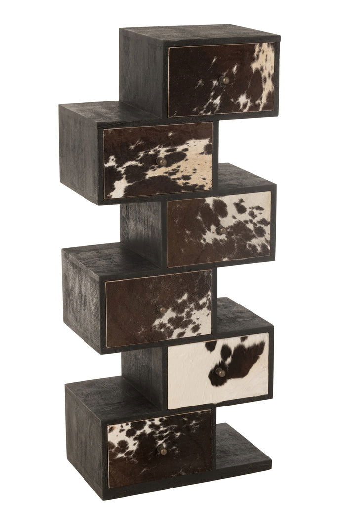 Shelf Cow Mango Wood/Fur Black/White - vivahabitat.com