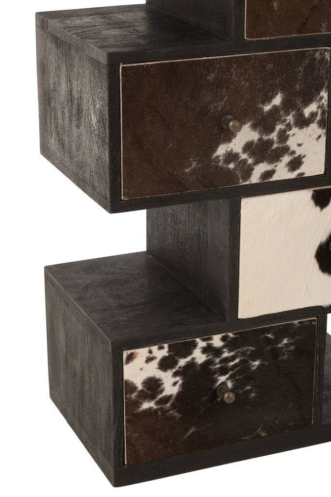 Shelf Cow Mango Wood/Fur Black/White - vivahabitat.com