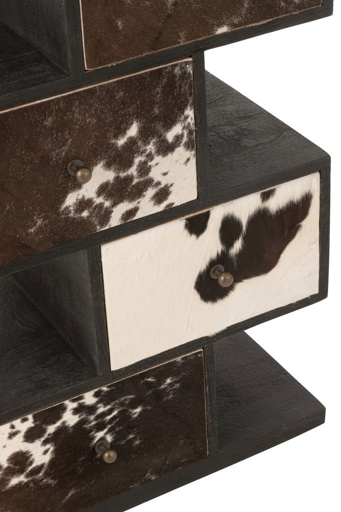 Shelf Cow Mango Wood/Fur Black/White - vivahabitat.com