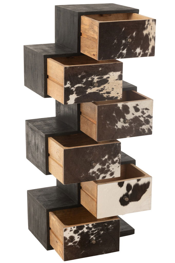 Shelf Cow Mango Wood/Fur Black/White - vivahabitat.com