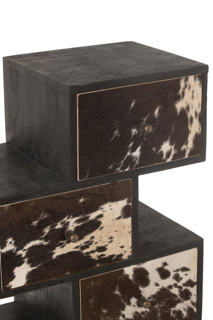 Shelf Cow Mango Wood/Fur Black/White - vivahabitat.com