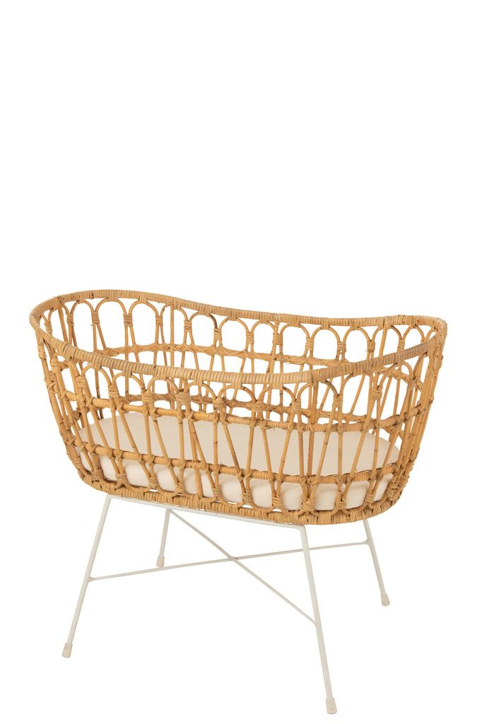 Cradle+Mattress Rattan/Metal Natural/White - vivahabitat.com