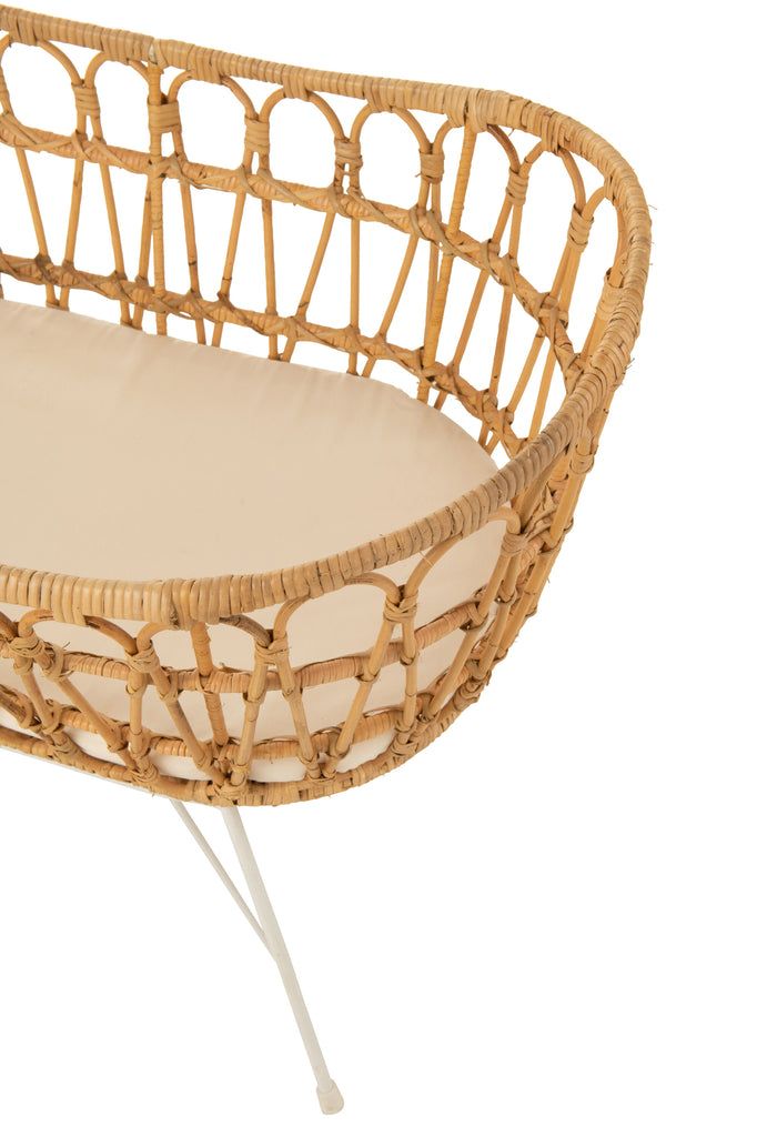 Cradle+Mattress Rattan/Metal Natural/White - vivahabitat.com