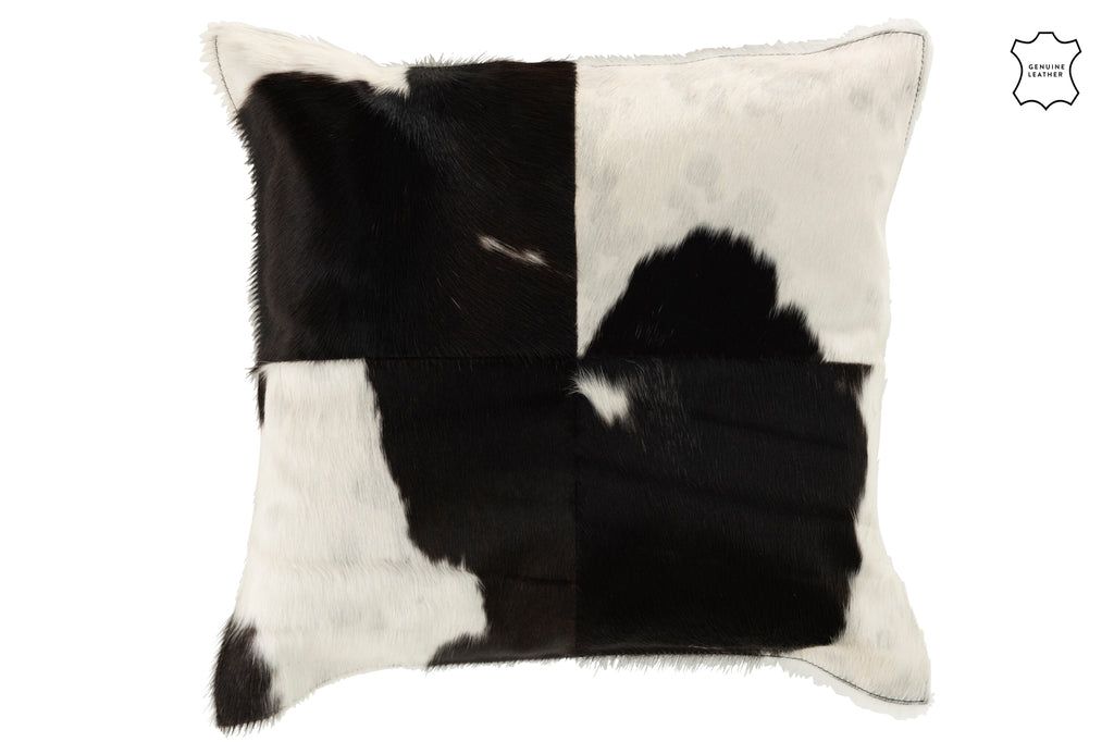 Cushion Cow Square Leather Black/White - vivahabitat.com