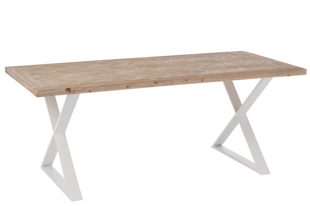 Table Zigzag Wood/Metal Natural/White - vivahabitat.com