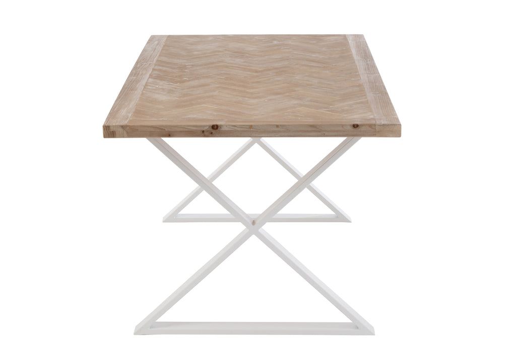 Table Zigzag Wood/Metal Natural/White - vivahabitat.com