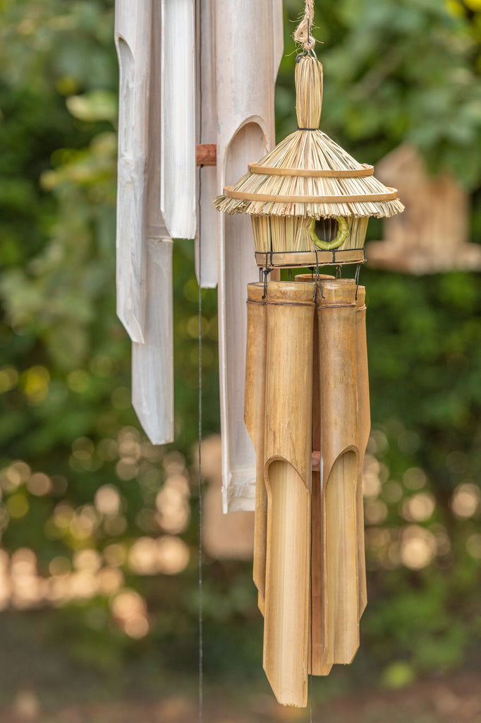 Wind Chime Bird House Bamboo Natural Medium - vivahabitat.com