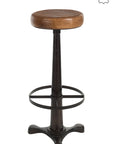 Bar Stool Leather/Metal Brown - vivahabitat.com