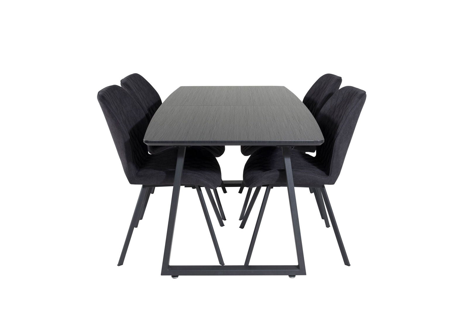 Venture Home Inca Extentiontable - Black top / black Legs+Gemma Dining Chair - Black Legs - Black Fabric_4 - vivahabitat.com