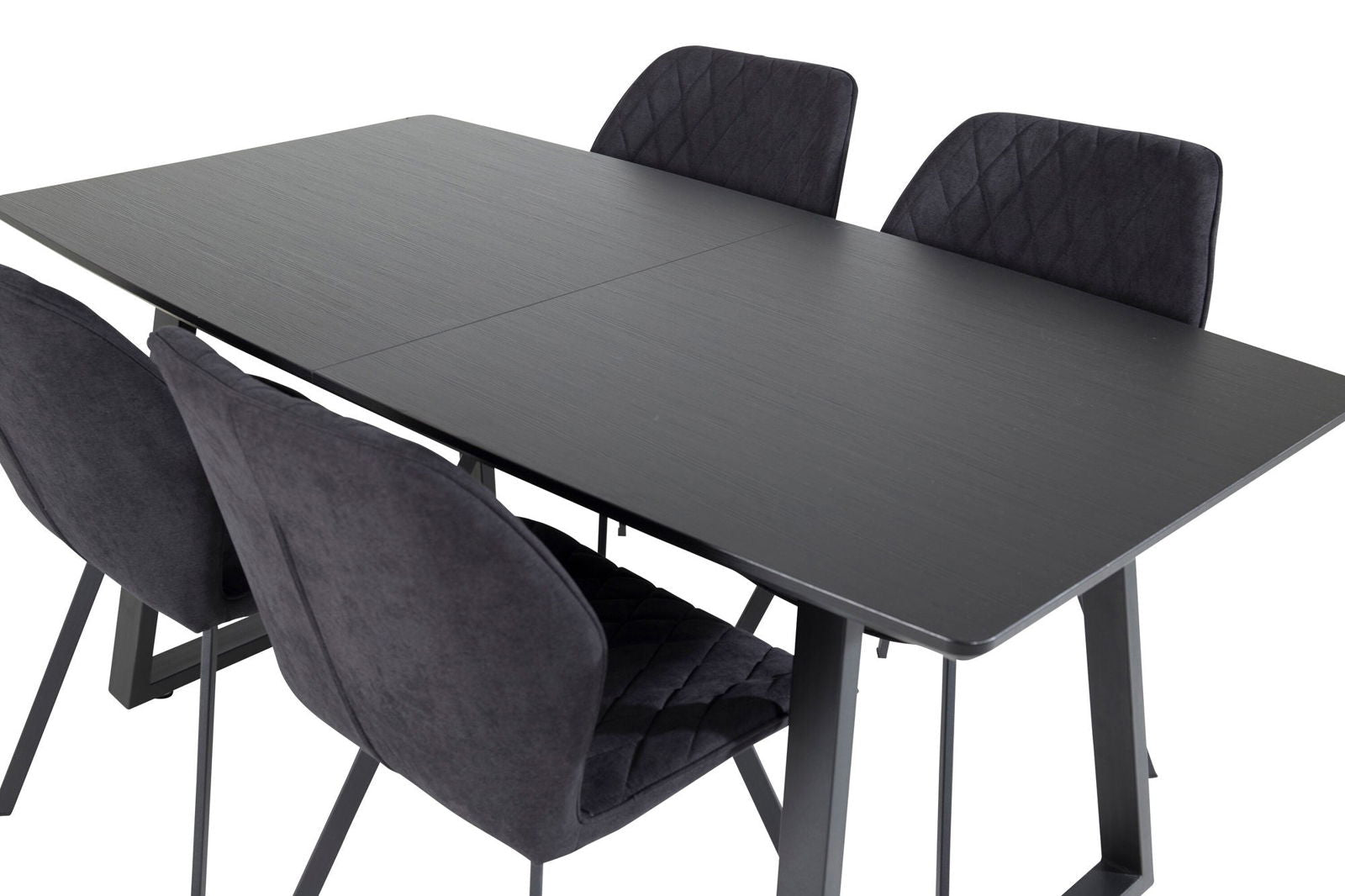 Venture Home Inca Extentiontable - Black top / black Legs+Gemma Dining Chair - Black Legs - Black Fabric_4 - vivahabitat.com