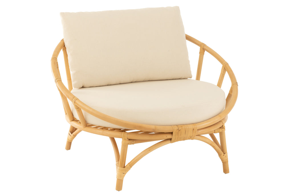 Chair+Cushion Rattan/Textile Natural/White - vivahabitat.com