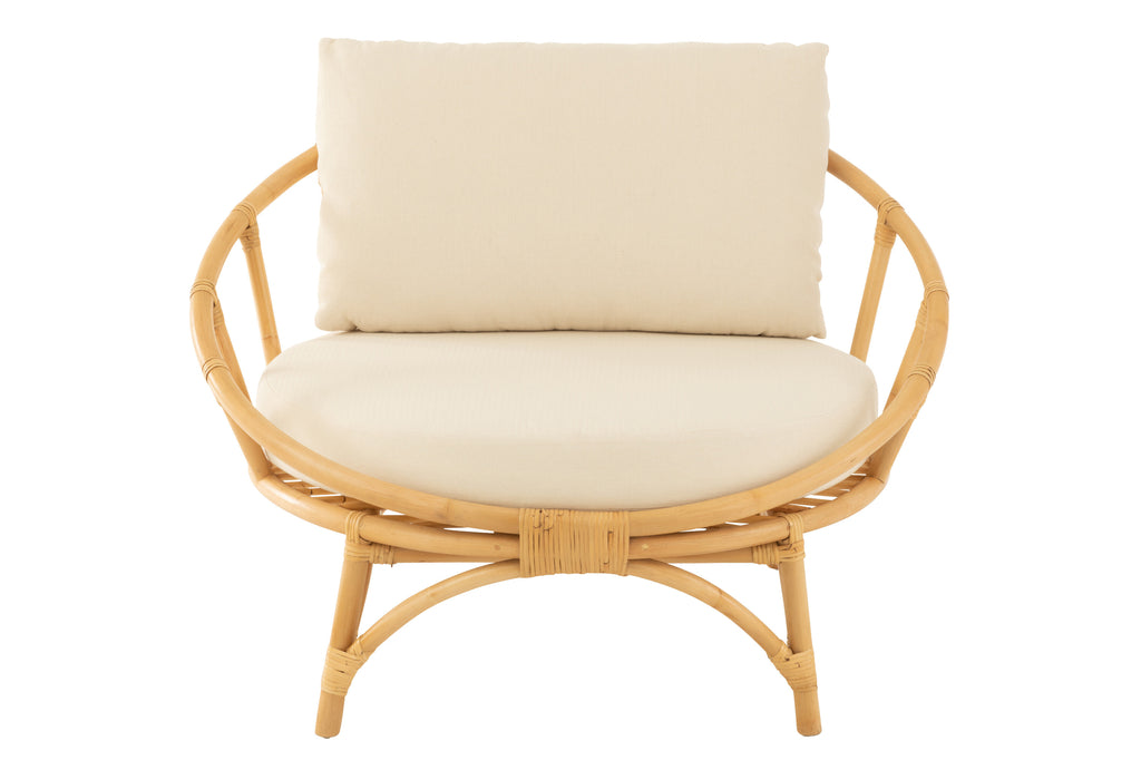 Chair+Cushion Rattan/Textile Natural/White - vivahabitat.com