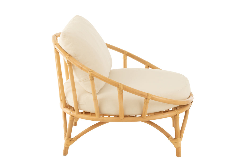 Chair+Cushion Rattan/Textile Natural/White - vivahabitat.com