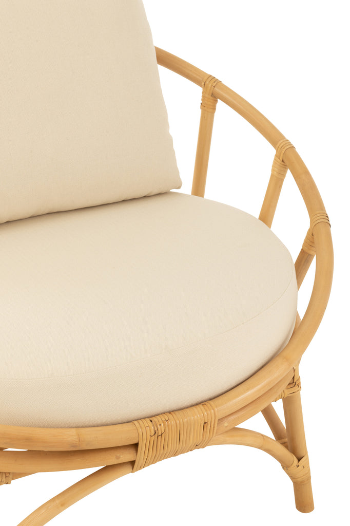 Chair+Cushion Rattan/Textile Natural/White - vivahabitat.com