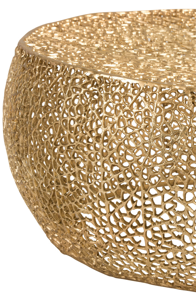 Coffee Table Round Coral Pattern Aluminium Gold - vivahabitat.com