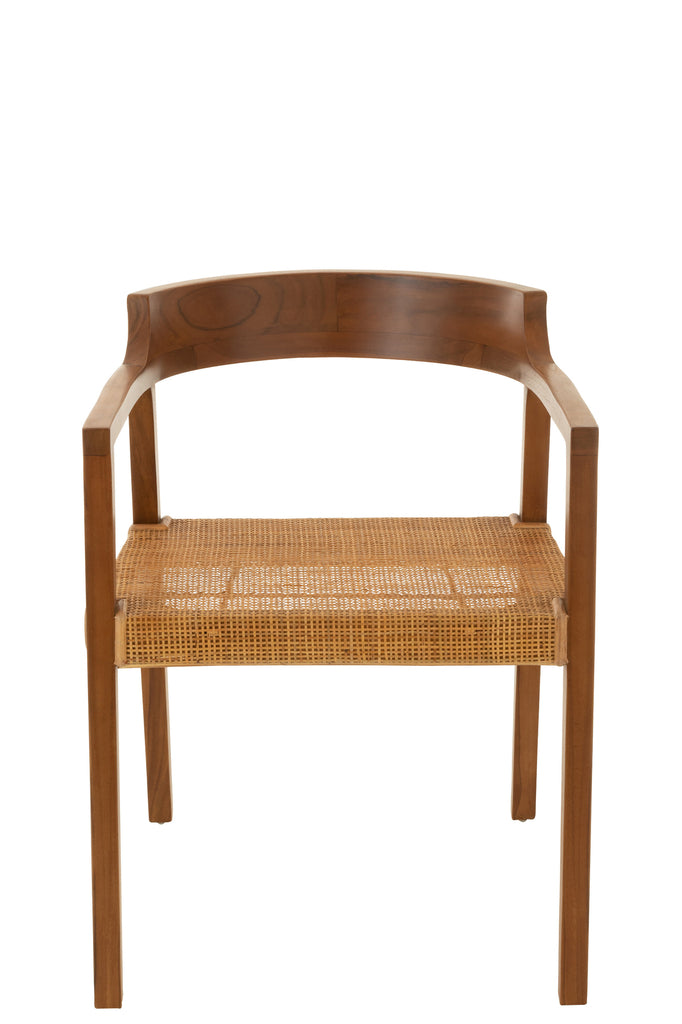 Dining Chair Square Open Webbing Teak Wood Brown - vivahabitat.com