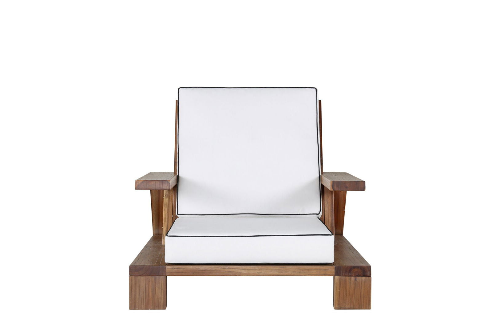 Venture Home Daria lounge chair-acacia wire brushed/off white cushion - vivahabitat.com