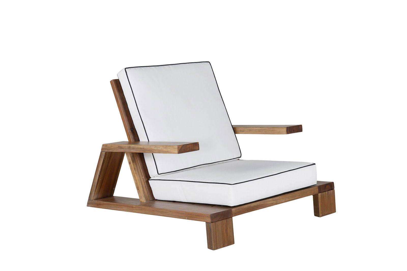 Venture Home Daria lounge chair-acacia wire brushed/off white cushion - vivahabitat.com