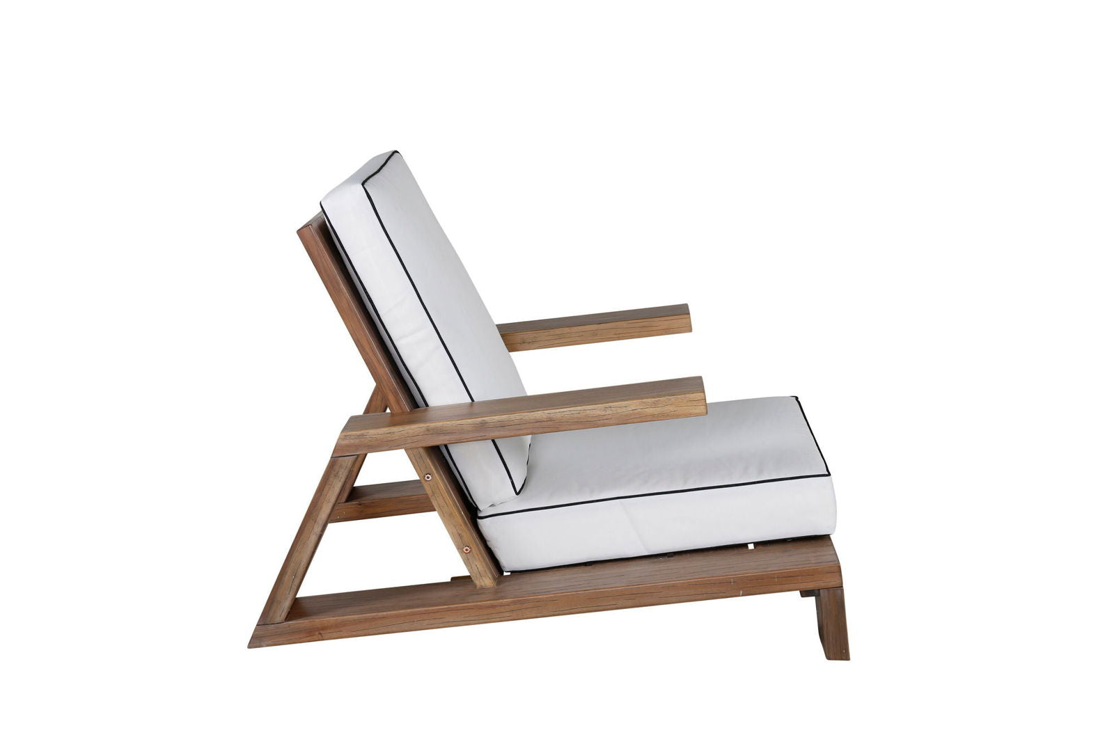 Venture Home Daria lounge chair-acacia wire brushed/off white cushion - vivahabitat.com