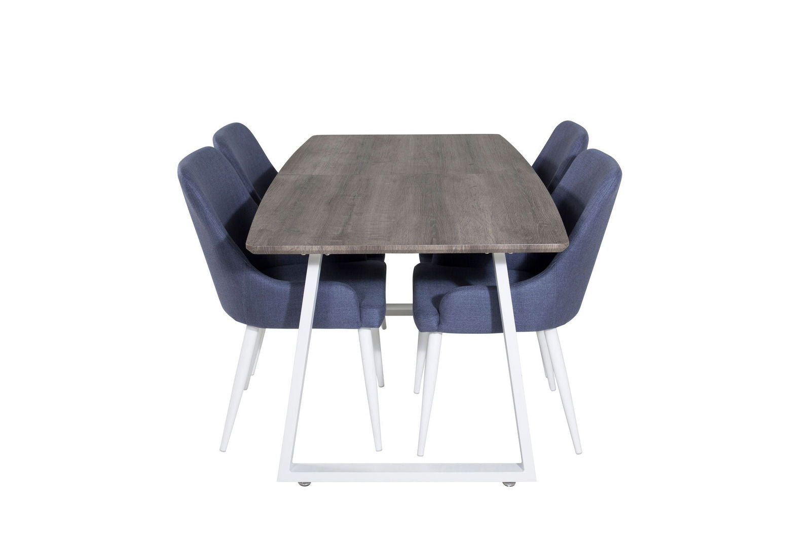 Venture Home Inca Extentiontable - grey "oak" / white Legs+Plaza Dining Chair - White Legs - Blue Fabric_4 - vivahabitat.com