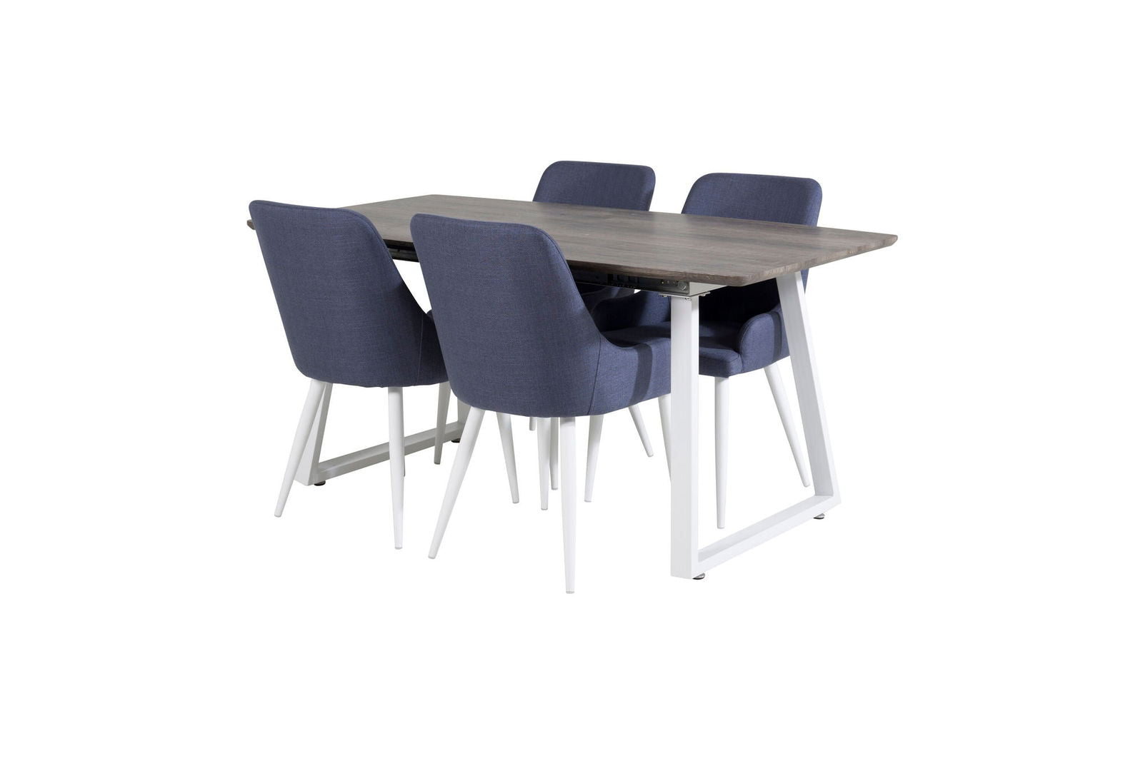 Venture Home Inca Extentiontable - grey "oak" / white Legs+Plaza Dining Chair - White Legs - Blue Fabric_4 - vivahabitat.com