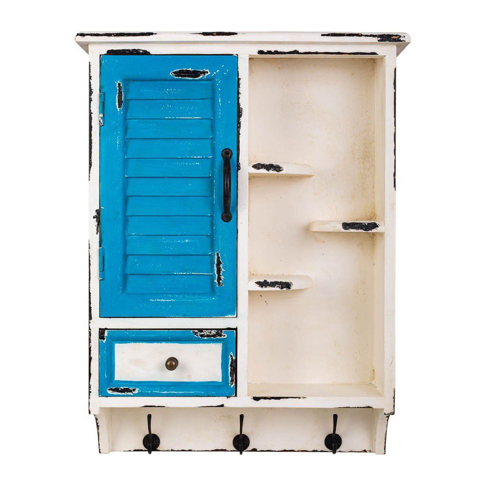 Beautiful wooden blue/white shabby chic wall cabinet - vivahabitat.com