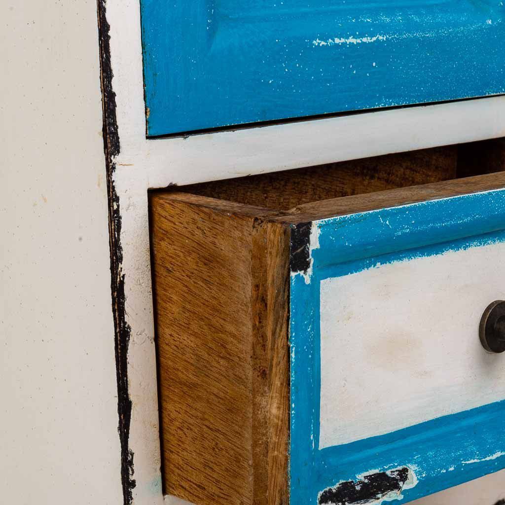 Beautiful wooden blue/white shabby chic wall cabinet - vivahabitat.com